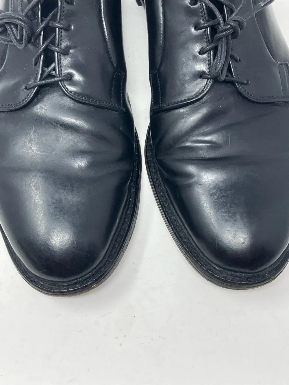Allen Edmonds Leeds 9501 Black Leather Plain Toe Derby Shoes Mens 14 D